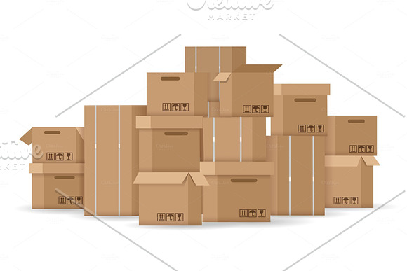 Brown Stacked Cardboard Boxes