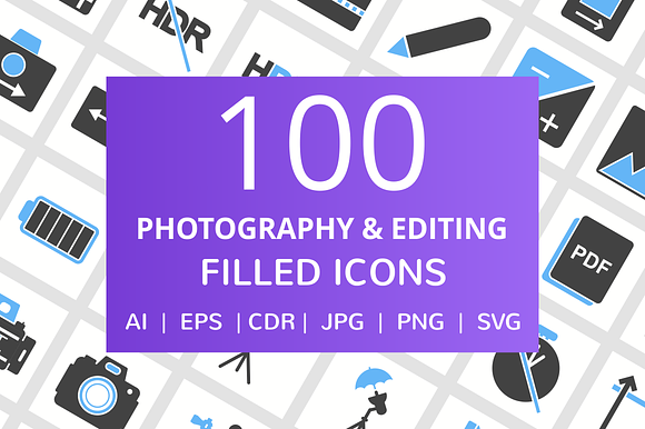 100 Photography Picture Filled Ico