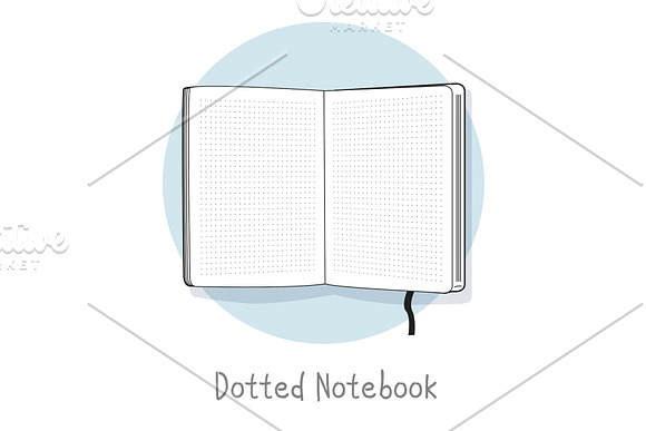 Dotted Notebook Illustration Hand Drawn Style Open Sketchbook Line Design