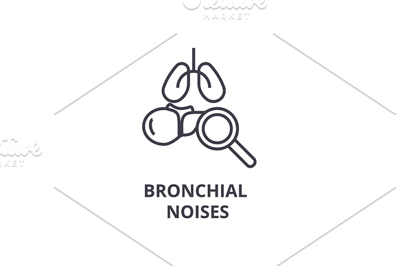 Bronchial Noises Thin Line Icon Sign Symbol Illustation Linear Concept Vector