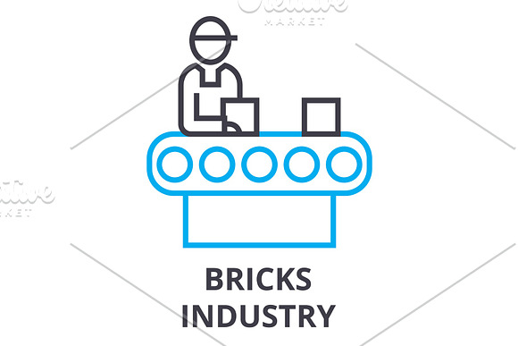 Bricks Industry Thin Line Icon Sign Symbol Illustation Linear Concept Vector