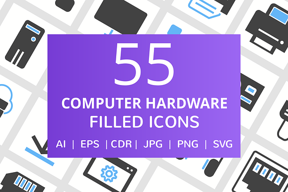 55 Computer Hardware Filled Icons