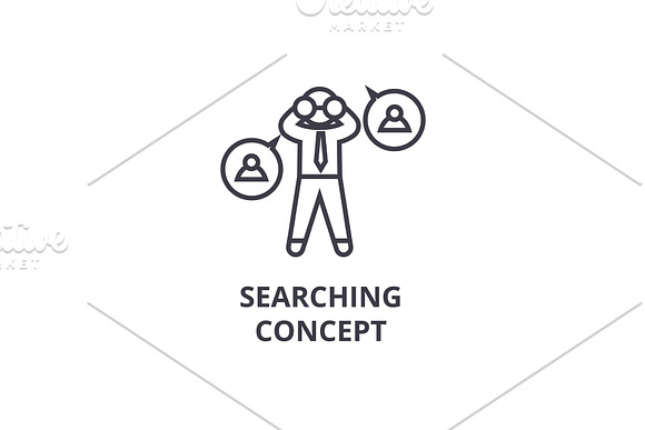 Searching Concept Thin Line Icon Sign Symbol Illustation Linear Concept Vector