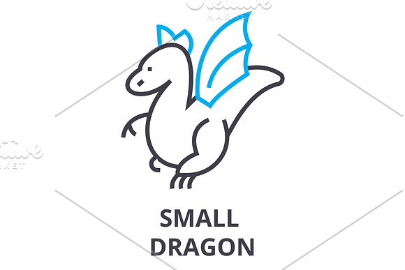 Small Dragon Thin Line Icon Sign Symbol Illustation Linear Concept Vector