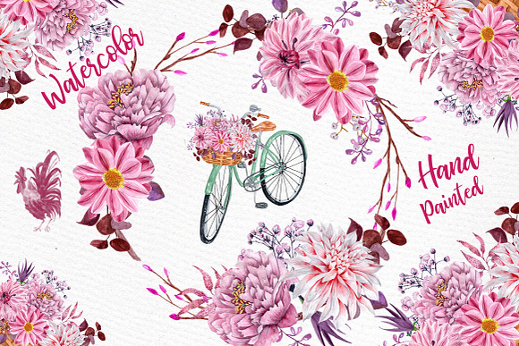 Pink Watercolor Flowers Clipart