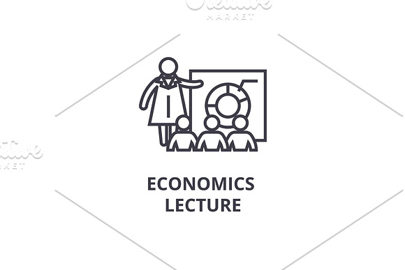 Economics Lecture Thin Line Icon Sign Symbol Illustation Linear Concept Vector