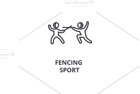 Fencing Sport Thin Line Icon Sign Symbol Illustation Linear Concept Vector
