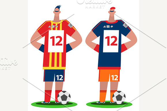 Soccer Players Stand Full Body View