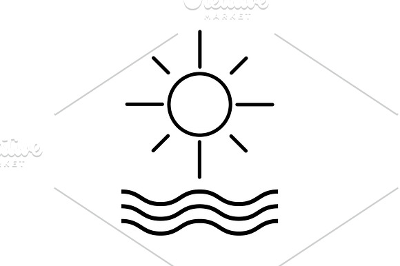 Sun And Waves Line Icon Vector