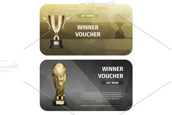 Two Cards Of Winner Voucher With Golden Goblets