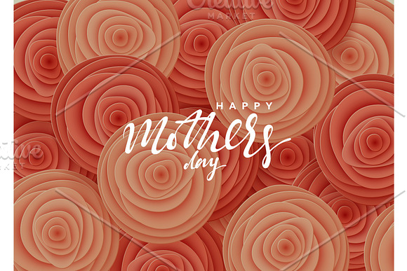 Happy Mother's Day Greeting Card With Beautiful Flowers In The Style Of Paper Art Illustration