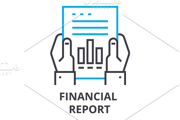 Financial Report Thin Line Icon Sign Symbol Illustation Linear Concept Vector