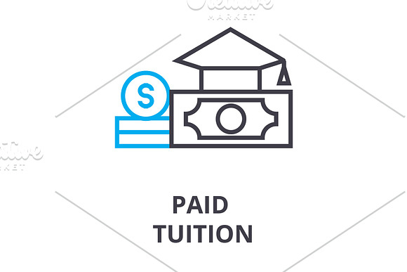 Paid Tuition Thin Line Icon Sign Symbol Illustation Linear Concept Vector