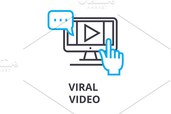Viral Video Thin Line Icon Sign Symbol Illustation Linear Concept Vector