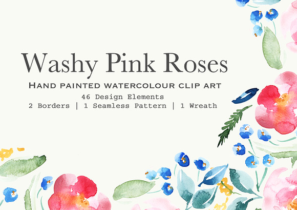 Pink Roses Watercolor Clipart