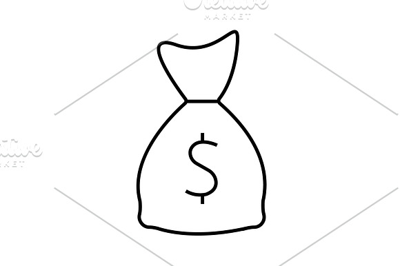 Bag With Money Icon Black On White