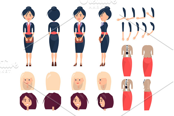 Various Templates Of Female Suits And Hairstyles