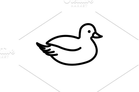 Web Line Icon Duck Black On White