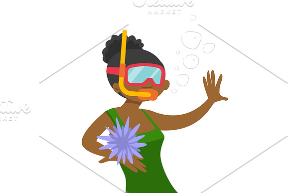 Young African-american Woman Swimming Underwater