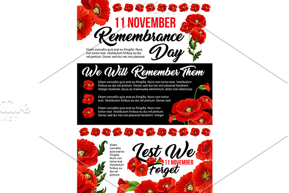 11 November Poppy Remembrance Day Vector Poster