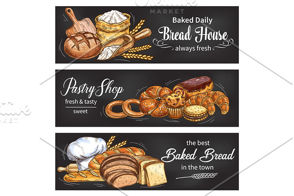 Bread And Bun Banner For Bakery Shop Template