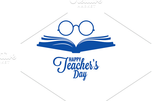 Teachers Day Logo Glasses And Book