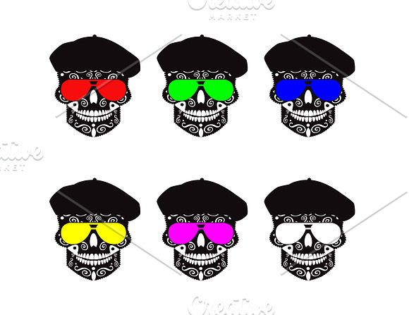 Collection Skulls With Hat And Sungl
