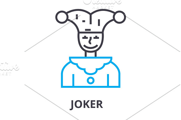 Joker Thin Line Icon Sign Symbol Illustation Linear Concept Vector