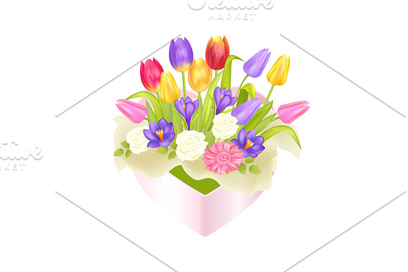 Flowers Oval Decorative Box Luxury Tulips Crocus