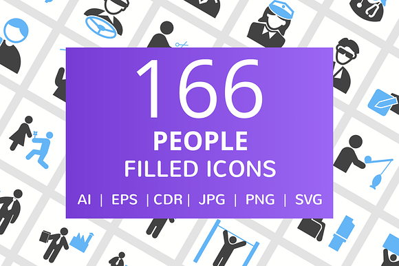 166 People Filled Icons