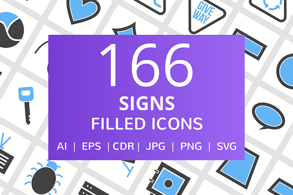 166 Signs Filled Icons