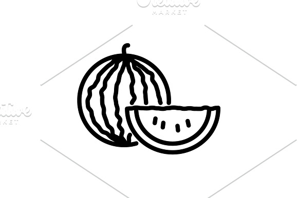 Web Line Icon Watermelon Black