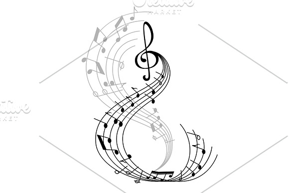 Music Note Poster With Musical Symbol On Staff