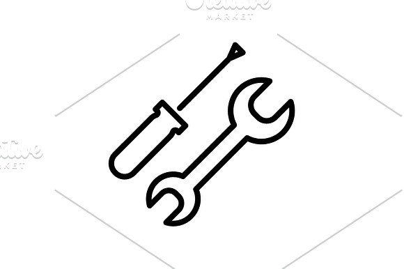 Web Line Icon Wrench And Screwdriver