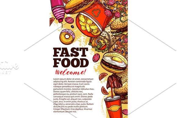 Fast Food Restaurant Banner With Takeaway Menu