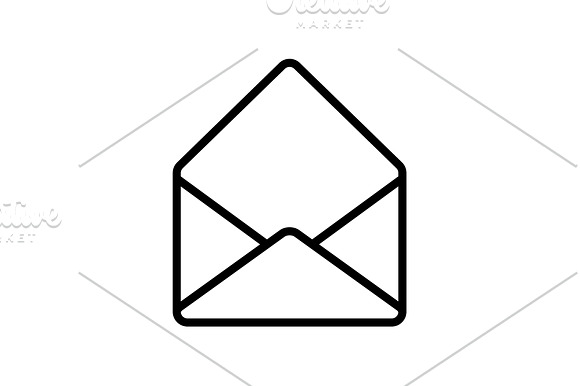 Web Line Icon Open Envelope Black