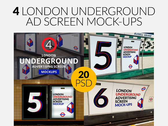 Download 4 London Underground Mock-Ups Bundle
