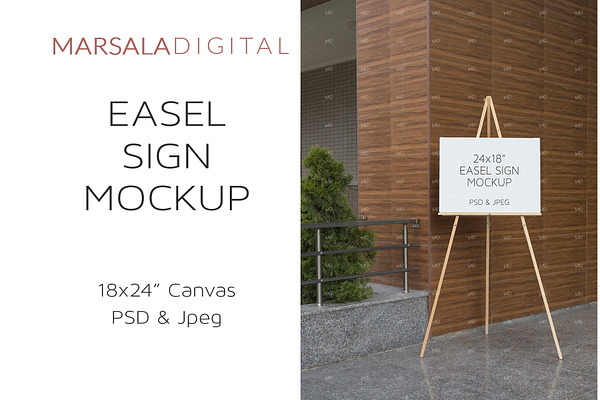 Download Canvas Sign Mockup, Easel Stand