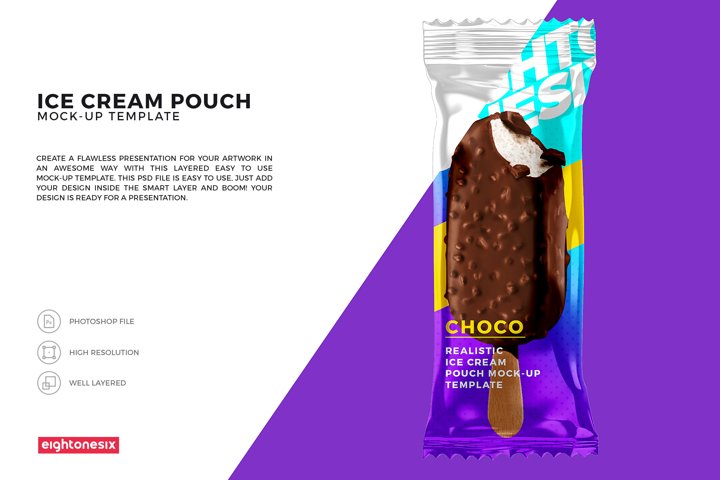 Download Ice Cream Pouch Mock-Up Template ~ Product Mockups ~ Creative Market