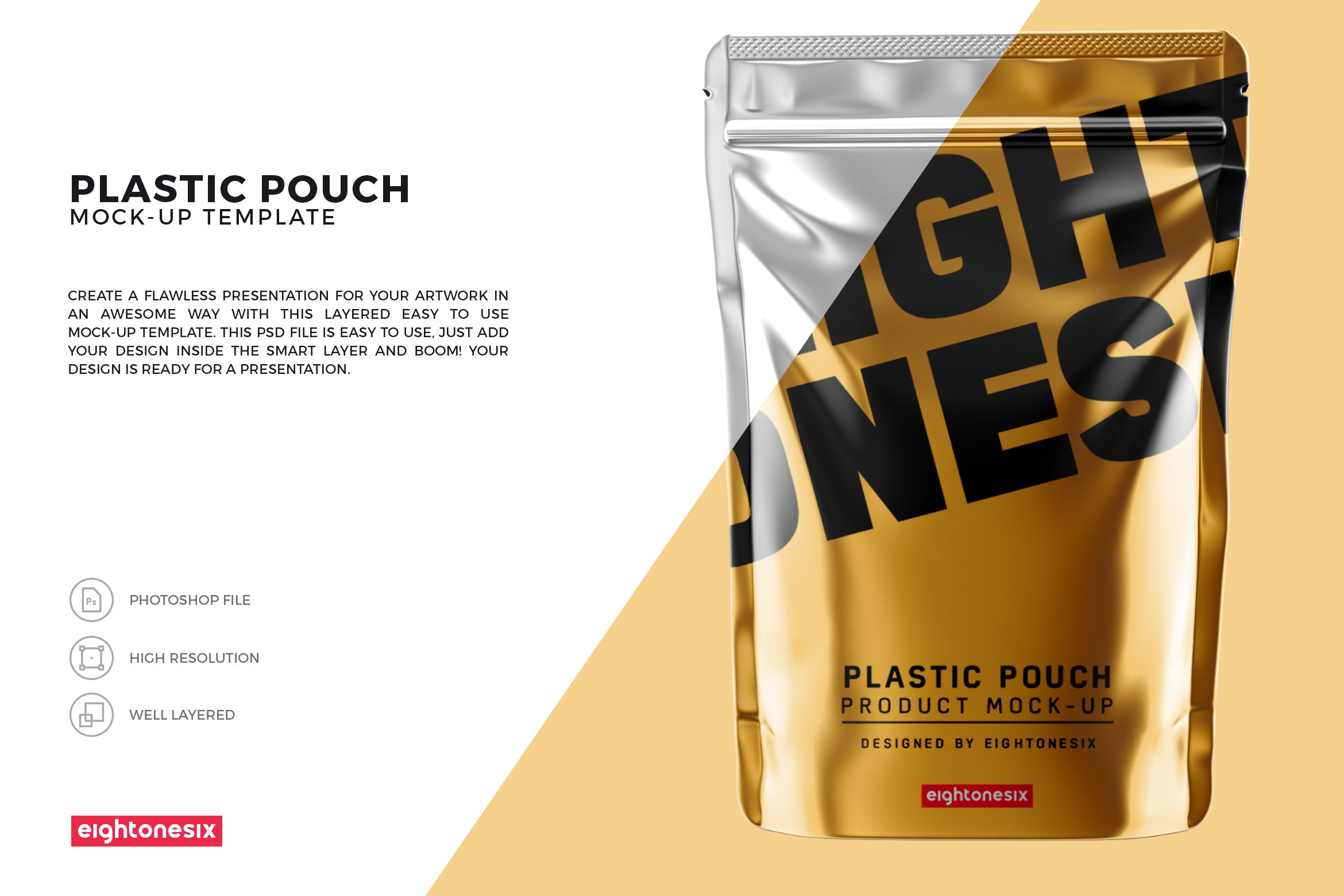 Download Glossy Plastic Pouch Mock-Up ~ Product Mockups ~ Creative ...