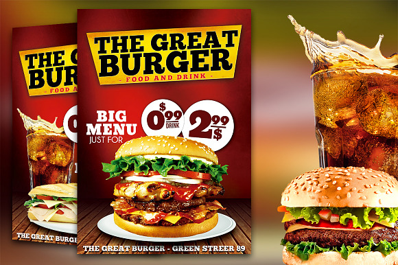 Burger Fast Food Flyer Restaurant ~ Flyer Templates 