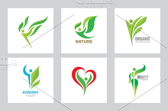 Human Nature Leaf Vector Logo
