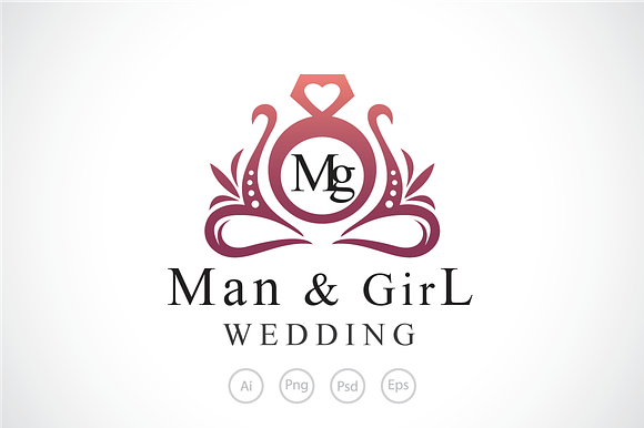 Man Girl Wedding Logo Template
