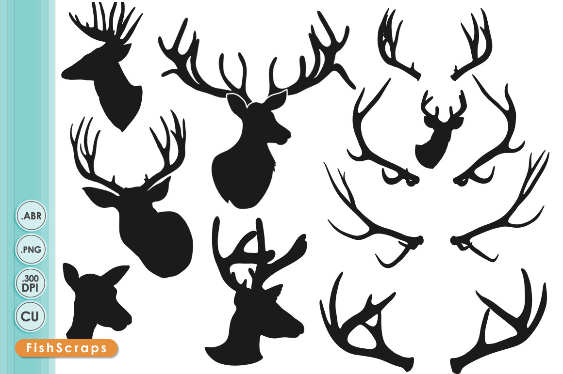 Deer Head Silhouettes - ClipArt ~ Illustrations ~ Creative ...