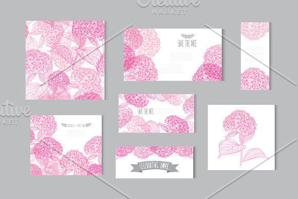Pink Hydrangea Floral Cards