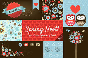 'Spring Hoot' Design Elements Pack