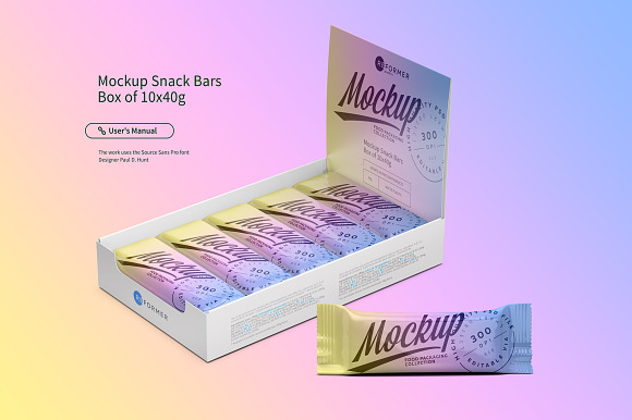 Free Mockup Snack Bars Box of 10x40g