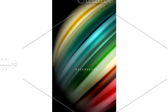 Abstract Wave Lines Fluid Rainbow Style Color Stripes On Black Background