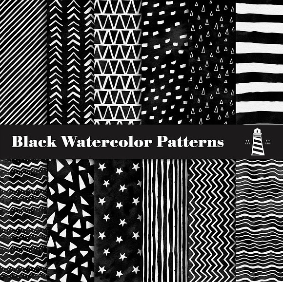 Black Watercolor Patterns