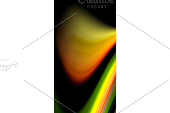 Fluid Rainbow Colors On Black Background Vector Wave Lines And Swirls